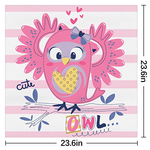 Pink Owl Cartoon Square Silk Hair Scarf for Women, Lightweight Summer Head Scarf for Girls Wedding Travel Yoga Handkerchief Shawl Sunscreen Scarves Hair Accessories 23.6 Inches2