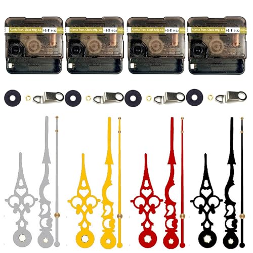 Image of Combo Of 4 Ajanta Mfg. Battery Operated Plastic Ticking Analog Wall Clock Movement Machine With Hands (Silver+Red+Black+Gold)