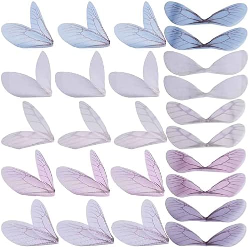 SUNNYCLUE 100pcs 5 Colors Dragonfly Wings Charms with Hole Blue White Pink Organza Flying Wing Pendants Craft for Keys Earrings Home Decor Jewellery Making Accessories Findings