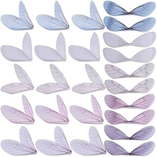 SUNNYCLUE 100pcs 5 Colors Dragonfly Wings Charms with Hole Blue White Pink Organza Flying Wing Pendants Craft for Keys Earrings Home Decor Jewellery Making Accessories Findings