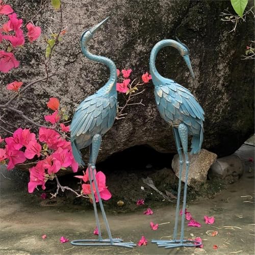 Estatua de Grulla Azul de Metal para Jardín 38.39 in miniatura 3