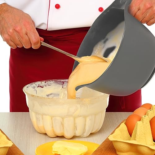 Glad Mixing Bowl with Handle – 3 Quart | Heavy Duty Plastic with Pour Spout and Non-Slip Base | Dishwasher Safe Kitchen Supplies for Cooking and Baking, Grey - image 3