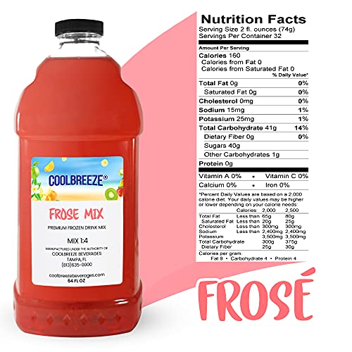 Coolbreeze Beverages Shelf Stable Frozen Drink Mix - Beverage Machine/Blender - Ready To Use (Frozen Rosé) Granita Slush Bar Mixers Frose - 1/2 Gal - (Frosé)