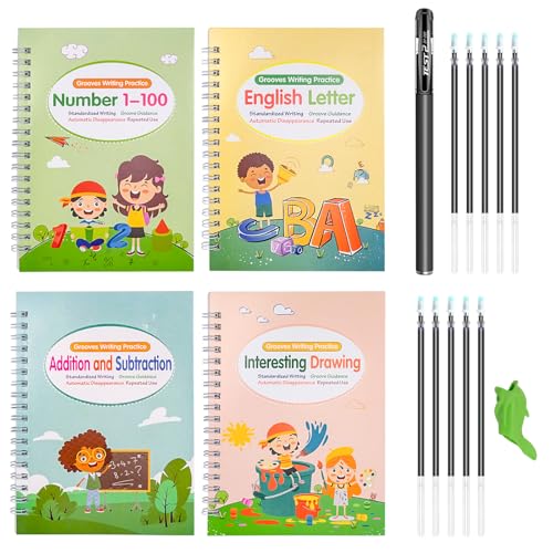 FLUTE DESIGN: il quaderno magico con scanalature 3D ha un design tridimensionale scanalato con un formato di scrittura standard, adatto per bambini in età prescolare che vogliono esercitarsi a scrivere