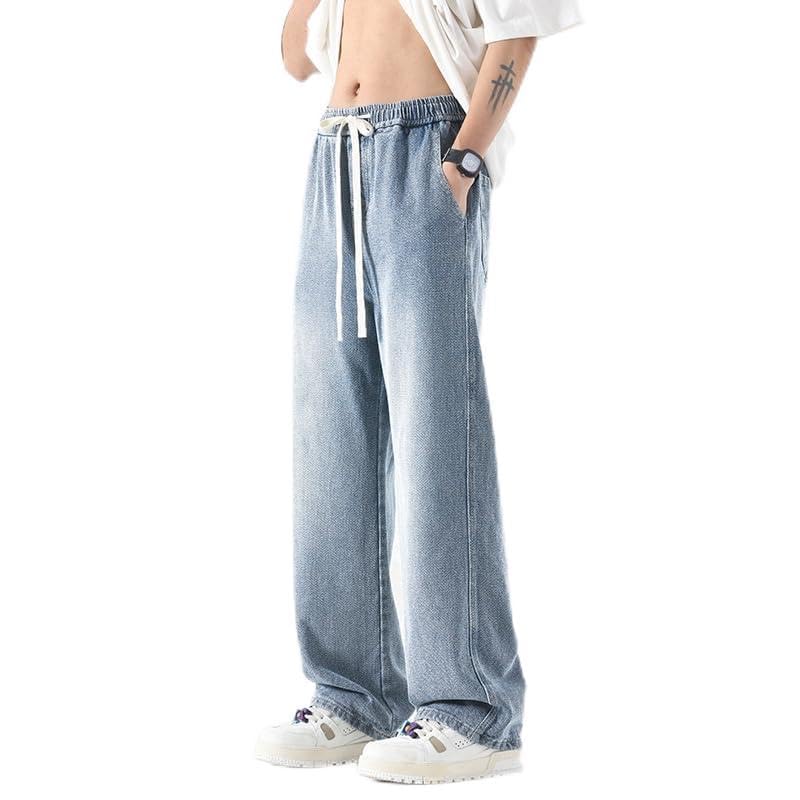 Jeans Pants Trousers Denim Retro Starry Sky Pattern Men's Spring and Autumn Straight Tube Loose Wide Leg Drawstring Casual