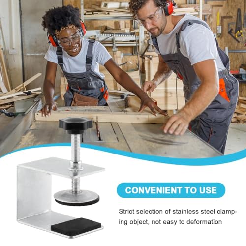 Image of Cabinet Drawer Installation Clamps, 2PCS C Clamps Drawer Fixing Clip with Silicone Protect Pad, Woodworking Cabinet Hardware Jig for Door Front Knobs, Pulls Handles Install