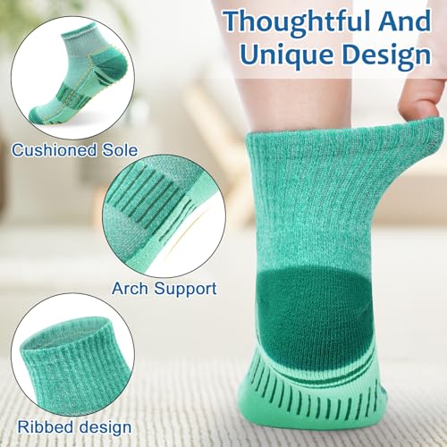 YSense 8 Pairs Crew Quarter Socks for Women Men, Breathable Cotton Athletic Running Ankle Cushioned Gym Socks for Hiking3