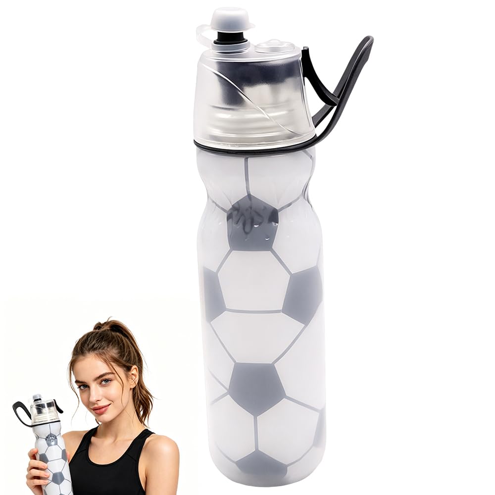 NimblusToy Spray Water Bottle Football, Portable Sports Misting Water Cup, Sport Drinking Bottle Leak-Proof Travel Hiking Cycling Camping Gym Sport Bottle 590ML