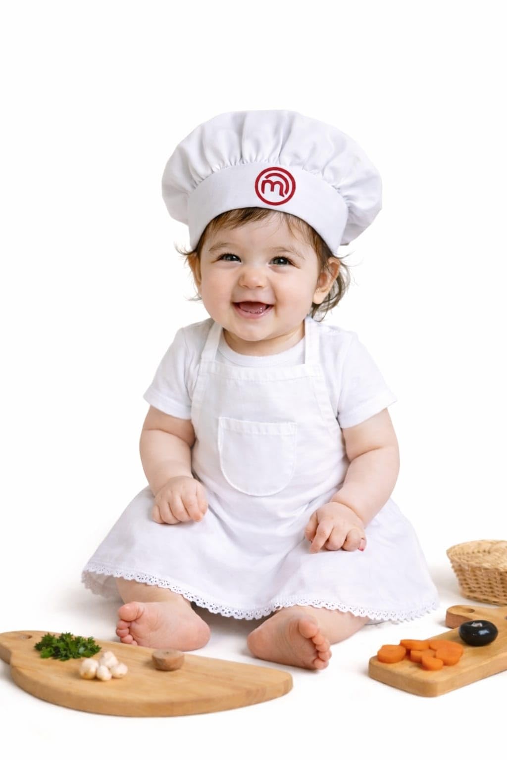 Cotton Kids Photoshoot Dress Baby Master Chef (6 To12 Month Baby -White), Blue-image-34