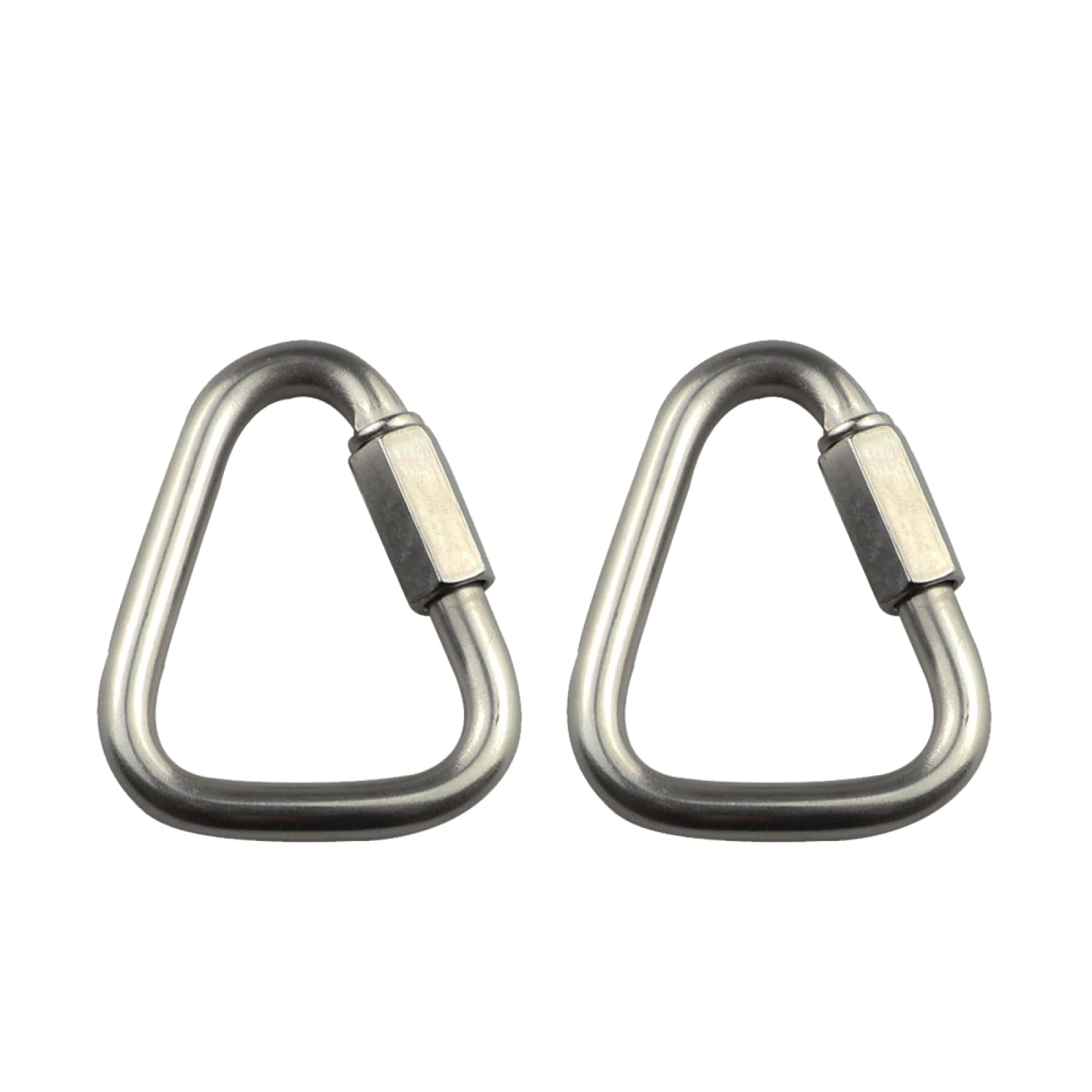Stainless Steel Carabiner Clip, 2Pcs Triangle Carabiner Buckle Quick Connect Heavy Duty for Camping, Hiking, Traveling, Fishing, Backpack (3.5mm)