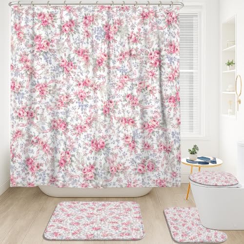 Rideau de douche imperméable anti-éclaboussures 183x183cm et tapis - 3