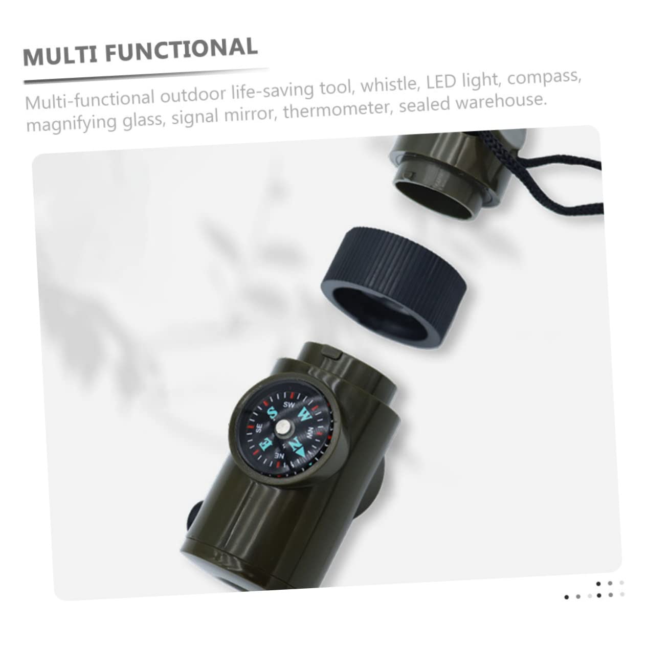 Supvox Kompasspfeife Kaffee-Thermometer Notfall Streichhölzer Doppelt Tragbare Outdoor-Pfeife Einziehbar Fuchspfeife Bogenschießen Multifunktionspfeife Kette Radio Abs