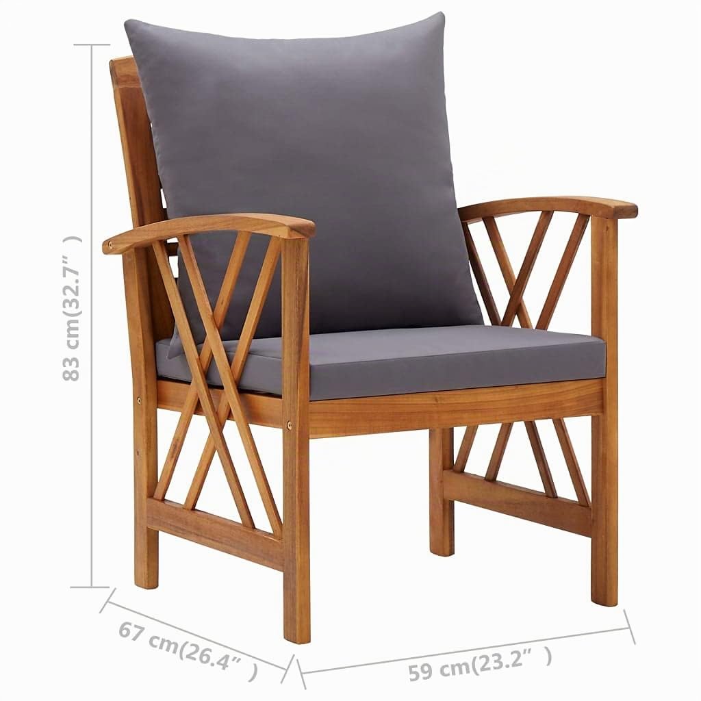 vidaXL 2X Madera Maciza Acacia Sillas de Jardín con Cojines Asiento Mobiliario Muebles Cocina Hogar Comedor Restaurante Exterior con Respaldo