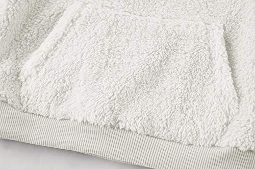 Baby Kids Boys Girls Fuzzy Sherpa Pullover Sweatshirts Crew Neck Sport Front Pocket Fall Winter Warm Tops White #TOP3