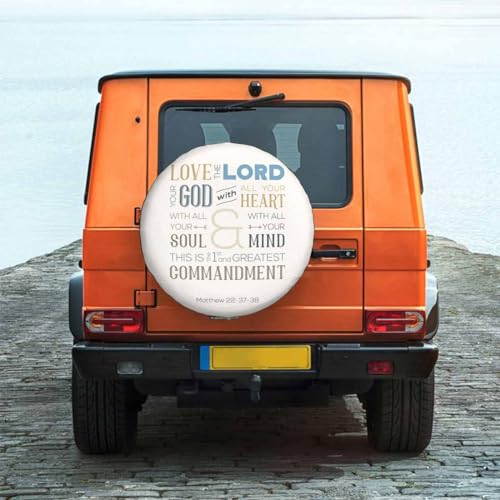 Image of Love with All Your Heart Spare Tire Cover for RV Trailer Bible Quotations Wheel Protectors Weatherproof Polyester Tire Case for All Cars SUV Camper Travel 15 inch, STC029