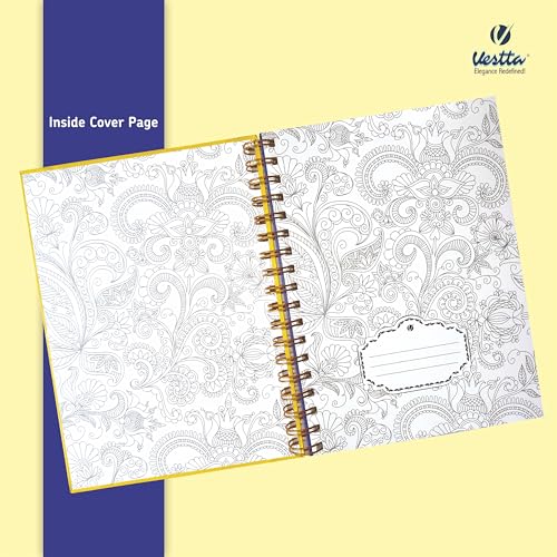 Image of VESTTA -ELEGANCE REDEFINED, B5, Hard Bound Notebook Diary, 7(L) X 9.75 (H) Inches, Gold Wiro Binding, Undated, 90 GSM paper, 192 Ruled Pages (Madhubani Folk Art Series 5)