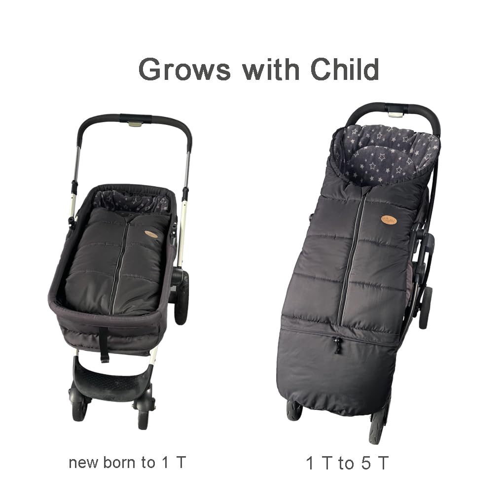 CozyMe Stroller Cover for Winter with Length Extension from Newborn to 5T,Anti-Slip and Water_Resistant Cozy Stroller Blanket,Infant Bassinet Bunting Bag, Anti-Kick Stroller Footmuff for Toddler