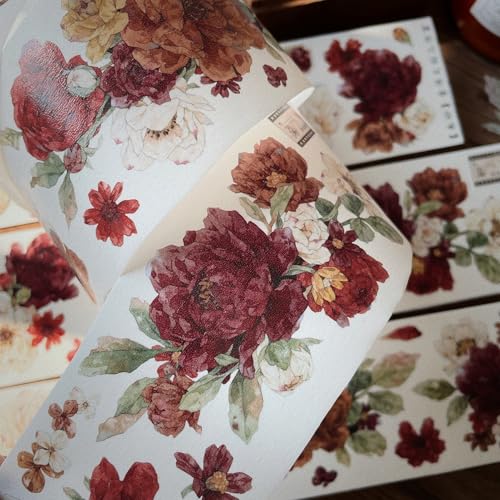 RICHTAPES YiEr Vol12 Cinna Bar,Floral Washi Paper PET Tape Stickers,Original Design,for Scrapbook Supplies,Scrapbook Tape Stickers,Junk Journal Supplies