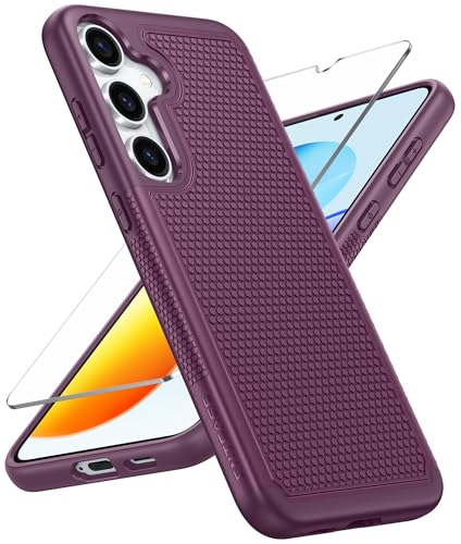 Image of FNTCASE for Samsung Galaxy S25 Case: Dual Layer Heavy Duty Cell Phone Protective Cover Shockproof Rugged with Non-Slip Textured - Military Drop Protection Bumper Tough - 2025, 6.2 inch (Burgundy)