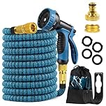 Evviee 100FT Expandable Garden Hose Pipe, Flexible Hose Pipe with 10-Pattern Spray Nozzle, Heavy Duty Water Hose with 3/4", 1/2" Fittings, Latex Core, Durable 3750D, Kink-Free