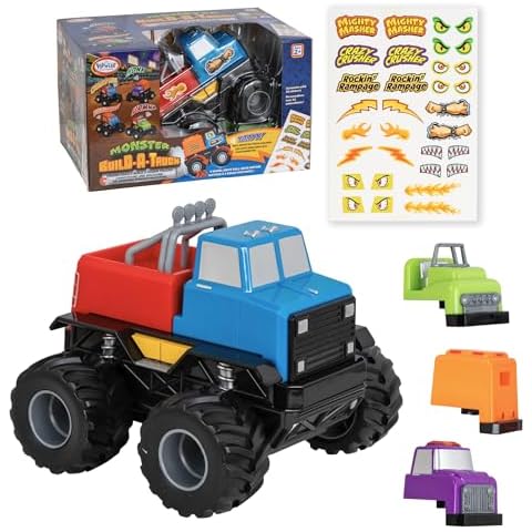POPULAR PLAYTHINGS Magnetic Monster Build-A-Truck, Take Apart Toy Car Set, 6 Pieces Cover