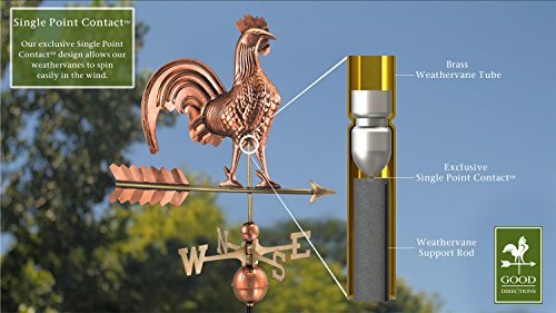 Good Directions Rooster Weathervane, Pure Copper #TOP2