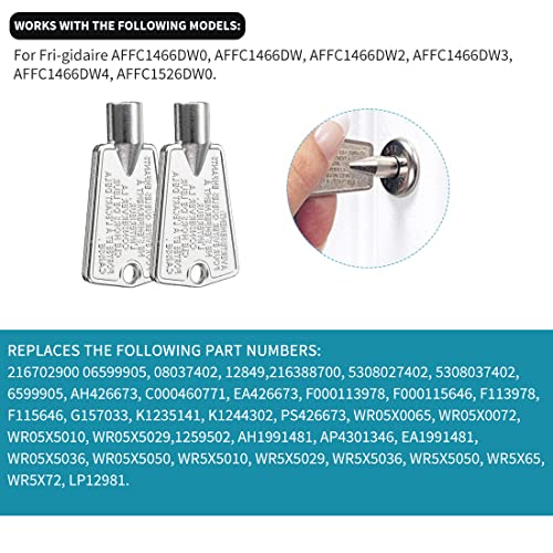 216702900 Freezer Door Keys Compatible With Fri-Gidaire Ken-More Ap4301346 Ap4071414 Ps2061565 Ap2113733 06599905 08037402 12849 Ps1991481(2 Pack) #TOP5