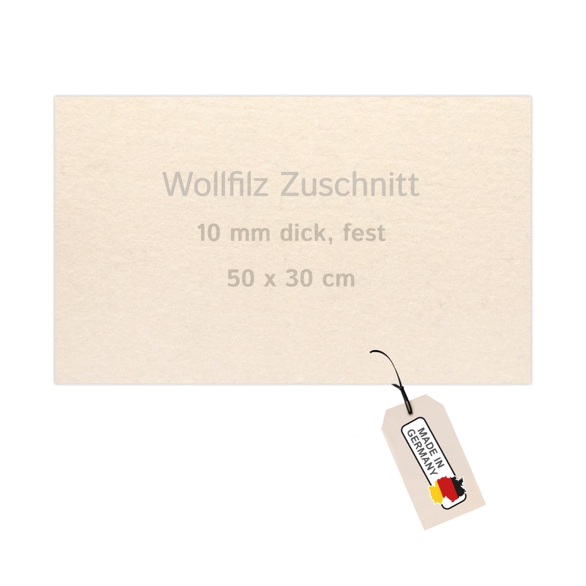 The Felt Store feltro bianco 50 x 30 cm spessore 10 mm, peso specifico 0,36 (solido) feltro spesso, feltro di lana - Made in Germany