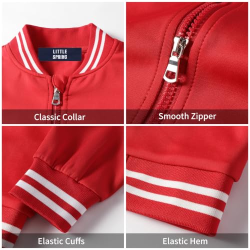 Image of LittleSpring Boys Girls Varsity Baseball Jacket Zip Up Bomber Jacket Thin 2-10Years
