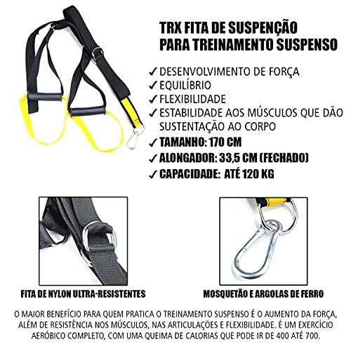Fita de Suspensão TRX Natural Fitness - Faixa de Resistência - Fita de Treinamento Suspenso - Elásti