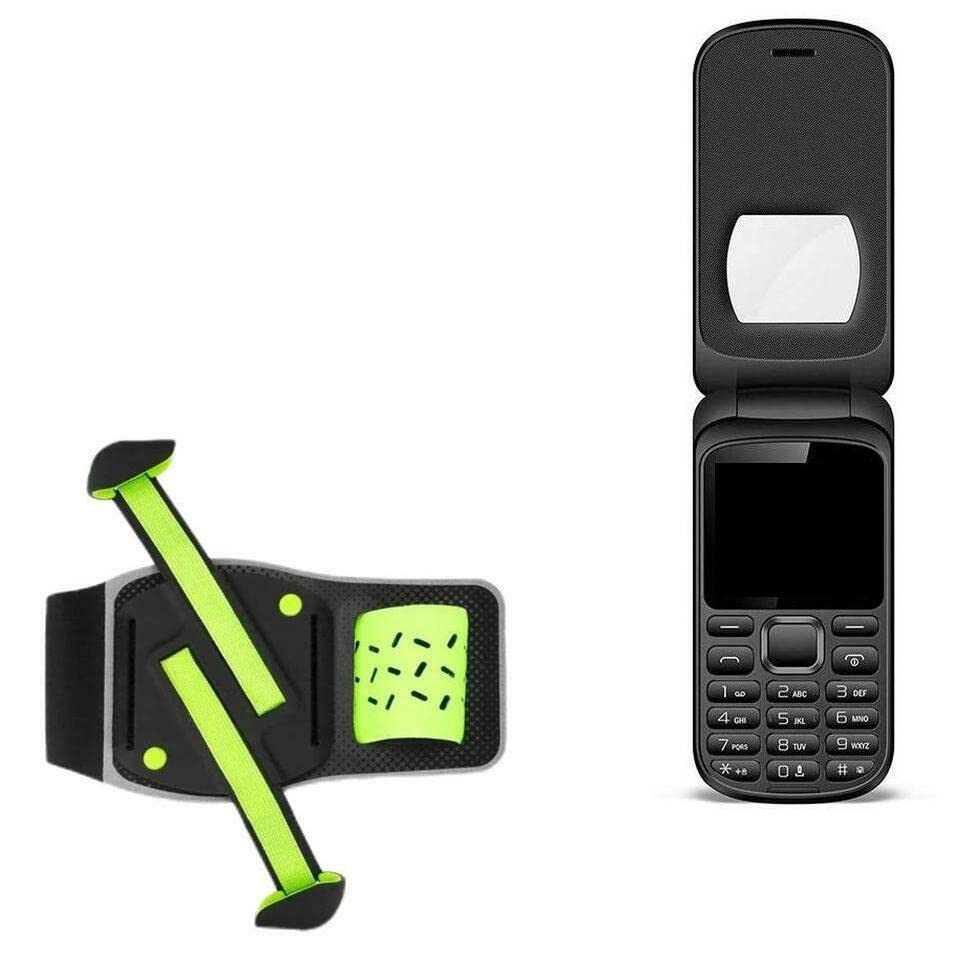 BoxWave Holster Compatible with Energizer E220 - FlexSport Armband, Adjustable Armband for Workout and Running - Stark Green