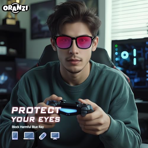 Image of 99.9% Blue Light Blocking Glasses for Computer Gaming Anti Eyestrain | Anti Harmful Blue Ray for Better Sleep, High-definition Red Lens Anti Fatigue & Eye Strain, Lightweight Comfort Frames