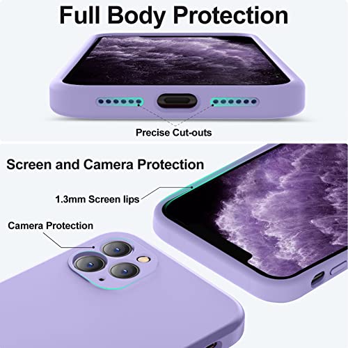 Image of Vooii Compatible with iPhone 11 Pro Case, Upgraded Liquid Silicone with [Flat Edges] [Camera Protection] [Soft Anti-Scratch Microfiber Lining] Phone Case for iPhone 11 Pro 5.8 inch - Light Purple