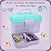 TERGOO 11in Mutipurpose Storage Box Organizer with Removable Tray, Portable Small Craft Organizer with Handle, Plastic Clear Tool Box Art Case for Makeup, Sewing, Nail, Hair Accessories (Purple Blue)