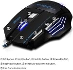 Kunova Game Gaming Mouse Mice Professional LED Optical 7200 DPI 7 Button USB Wired for Gamer Adjustable DPI Switch 5500DPI/3200DPI/2400 DPI /1600 DPI /1000 DPI for Pro Notebook PC Laptop Computer