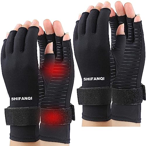 SHIFANQI 2 works Pack Copper Compression Gloves, Arthritis Gloves for Women & Men, Carpal Tunnel Gloves