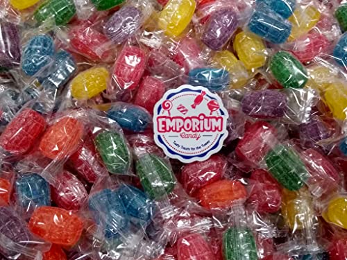 Assorted Fruit Barrels - 2 Lbs Bulk Individually Wrapped Lemon Lime Grape Orange Cherry Blue Raspberry Fresh Sweet Hard Candy #TOP4