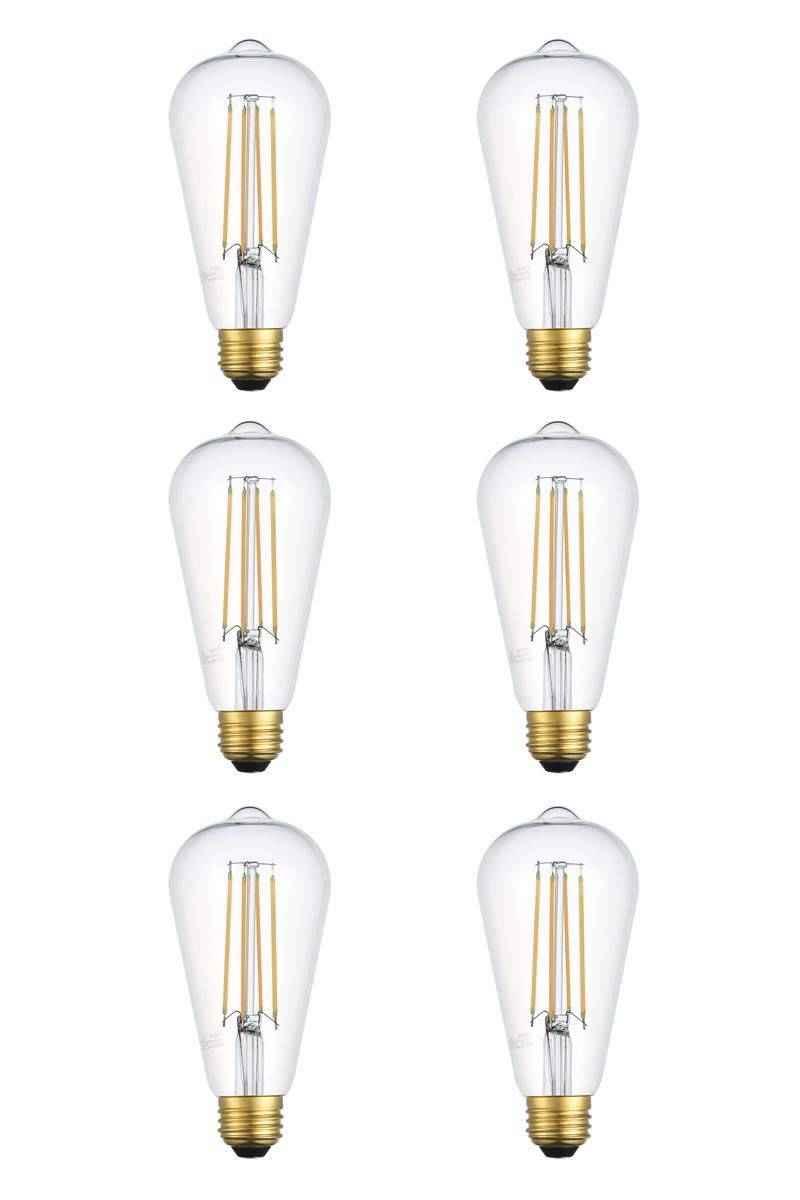 Elitco LightingNostalgic 6W 3000K LED Filament Glass Light Bulb (Set of 6)