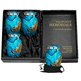 Ocean Tides Beautiful Small Keepsake Urn for Human Ashes - Set of 4 Urns - Find Comfort with These Keepsake Sharing Urns Beautiful Deep Blue and Brown Earth Tones - With Satin Lined Case and 4 Pouches