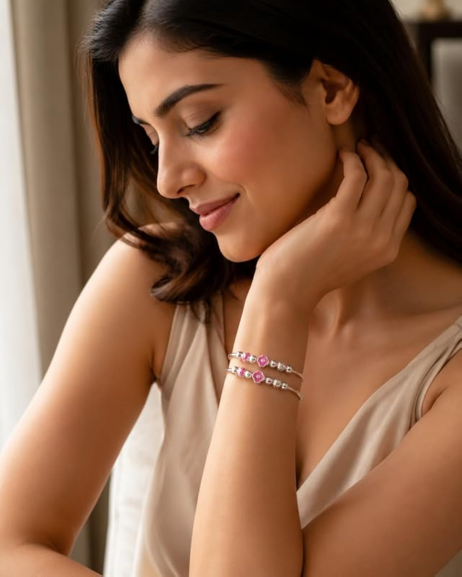 Women's 925 Sterling Silver Bangle Bracelet Set, Pack of 2