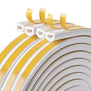 Weather Stripping for Door,Insulation Weatherproof Doors and Windows Soundproofing Seal Strip,Collision Avoidance Rubber Self-Adhesive Weatherstrip,2 Pack,Total 33Feet Long (White)