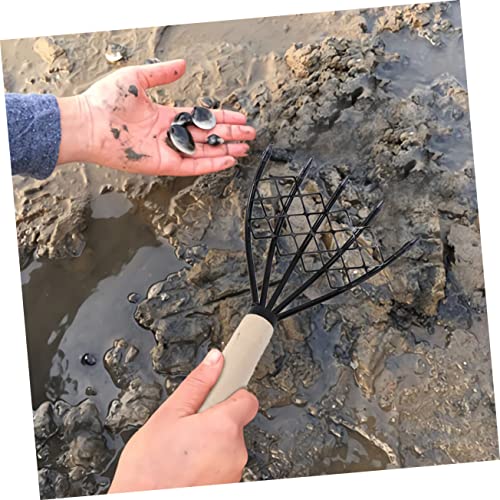 HANABASS 6 Pçs Para - Digger Clam Garra Plana Em Aço Inoxidável - Dente Dente Ancinho Preto - Ferram
