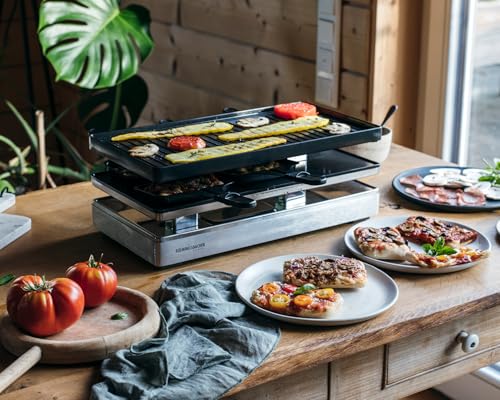 ROMMELSBACHER Pizza Raclette RCP 1800, Wendeplatte (Grillmuster/Crêpes), Pizzafunktion, keramische Antihaftbeschichtung, Parkdeck, 2 m Kabel, Ein/Ausschalter, stufenlose Temperaturregelung – Bild 5