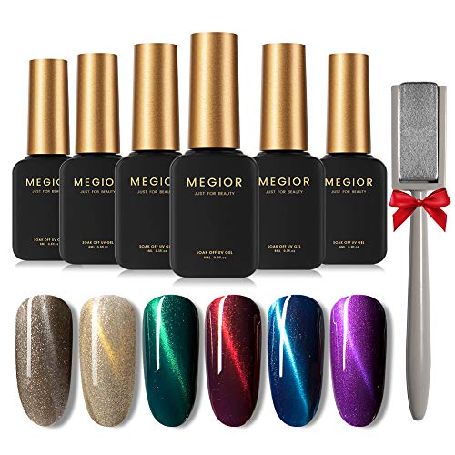 MEGIOR Cat Eye Gel Nail Polish Set,Holiday Series...