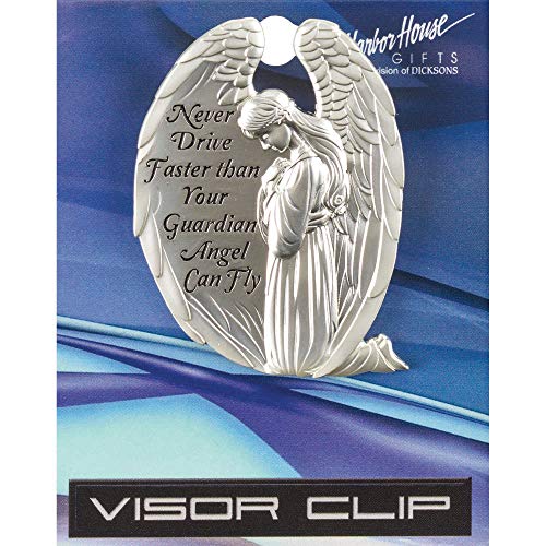 Dicksons Female Guardian Angel Silver Tone 2.5 Inch Zinc Alloy Metal Auto Visor Clip