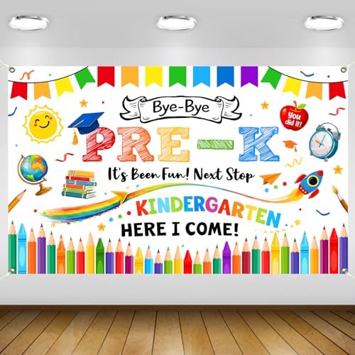 Banner Fondo Graduación Kinder 7x5ft Color Blanco miniatura 1