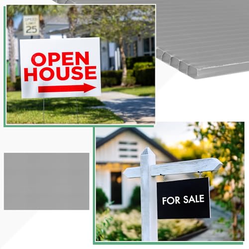 Image of M METERXITY 2-Pack Corrugated Plastic Sheets, 8 Inch x 12 Inch Waterproof Blank Corrugated Poster Board Yard Signs for Garage Sale /Office /Classroom /Party /Lawn Sign Road [3mm Thick, Gray]