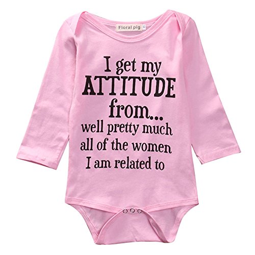 Image of Newborn Infant Baby Girls Cotton Bodysuit Funny Letter Print Romper Jumpsuit Clothes Outfits