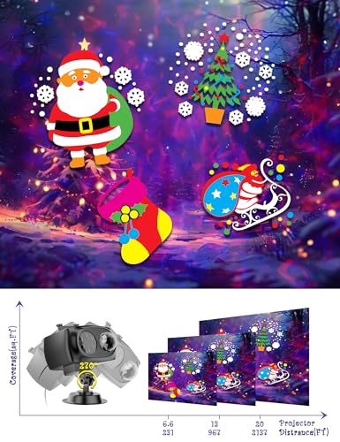 Coolwufan TH20 Halloween Christmas Projector Light Outdoor, 2 In 1 Led Waterproof Holiday Lights Projector thumb #2