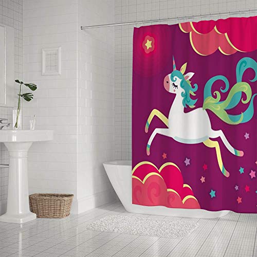 Rideau de douche licorne multicolore 150x180cm en polyester imperméable - 3